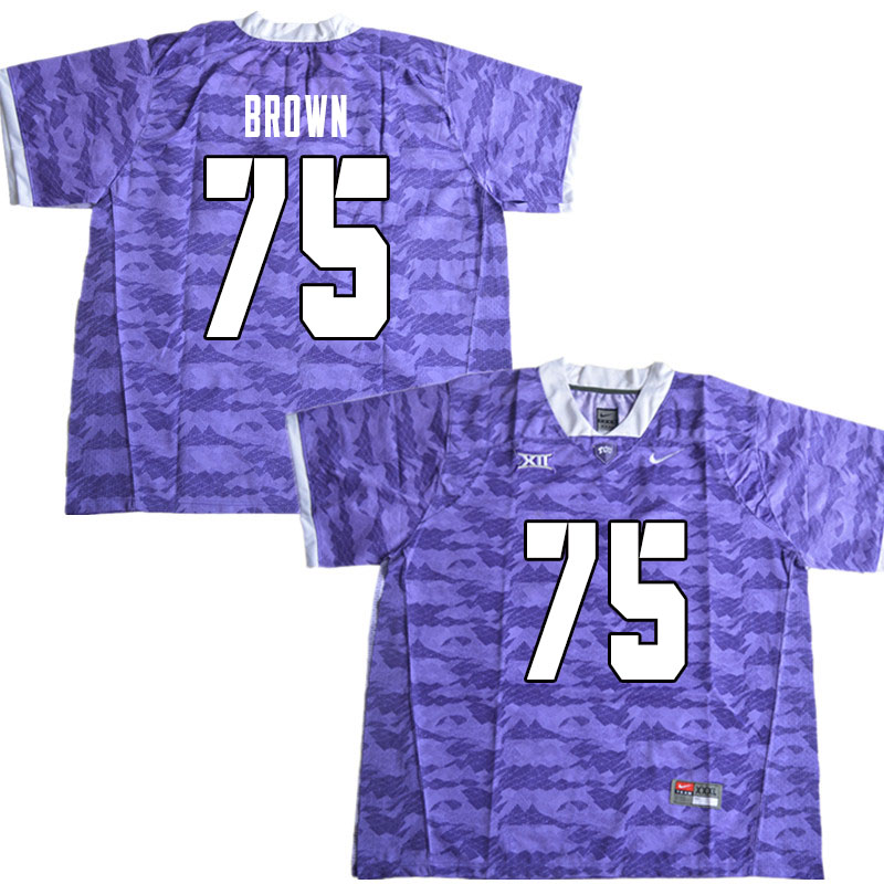 Men #75 Brannon Brown TCU Horned Frogs College Football Jerseys Sale-Limited Purple - Click Image to Close